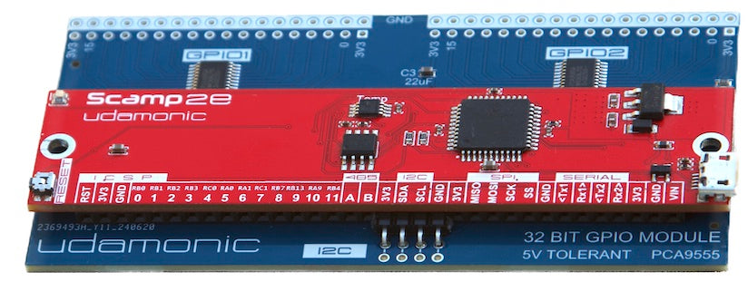 32-bit GPIO module mated to a Scamp2e